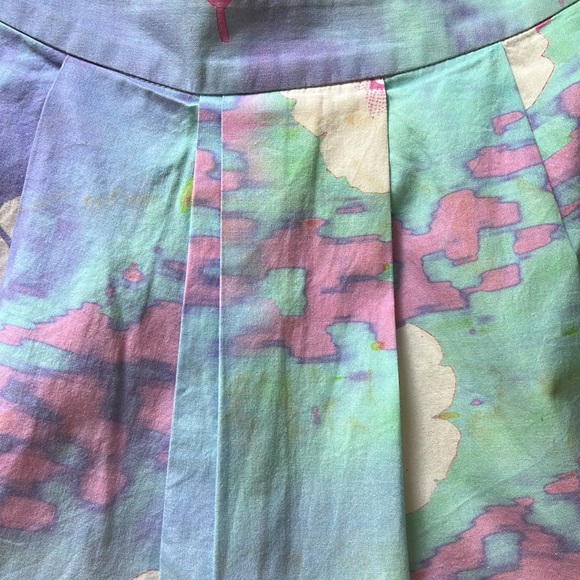 Psychedelic tie dye watercolor floral print tennis cheerleader mini skirt - Picture 7 of 9
